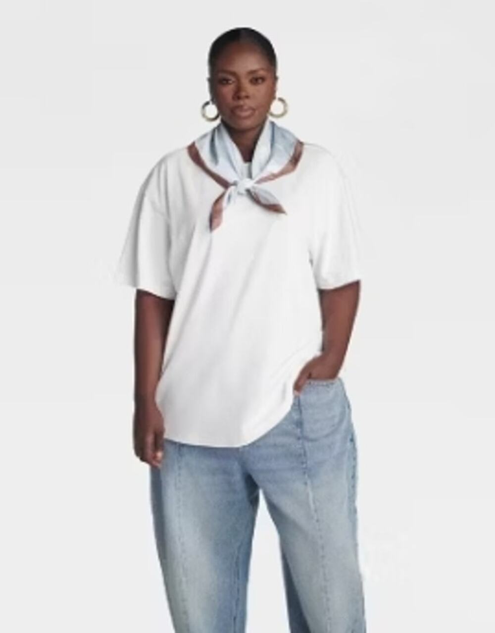 KBB by KAHLANA Women's Oversized Short Sleeve 'The Scarf T-Shirt' - White
